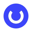 Blue circular icon with a white curved line forming an open circle inside.