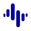 Blue vertical bars of varying heights forming a stylized waveform or soundwave icon on a black background.