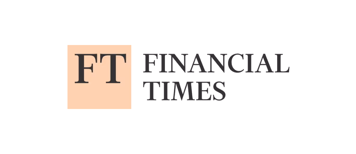 Logo Financial Times z literami FT na pomarańczowym tle.