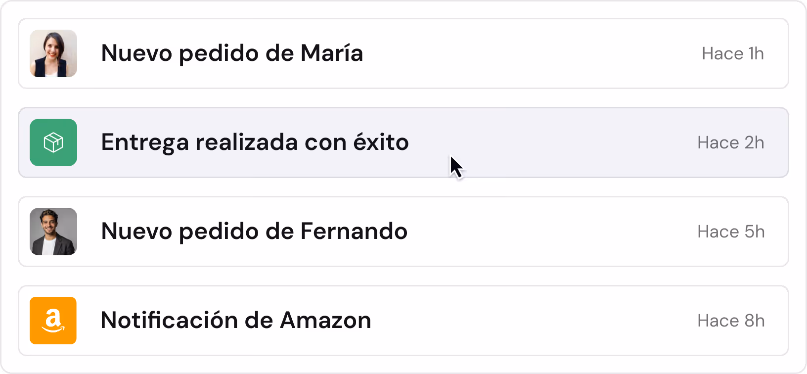 Tabla de pedidos de Cubbo