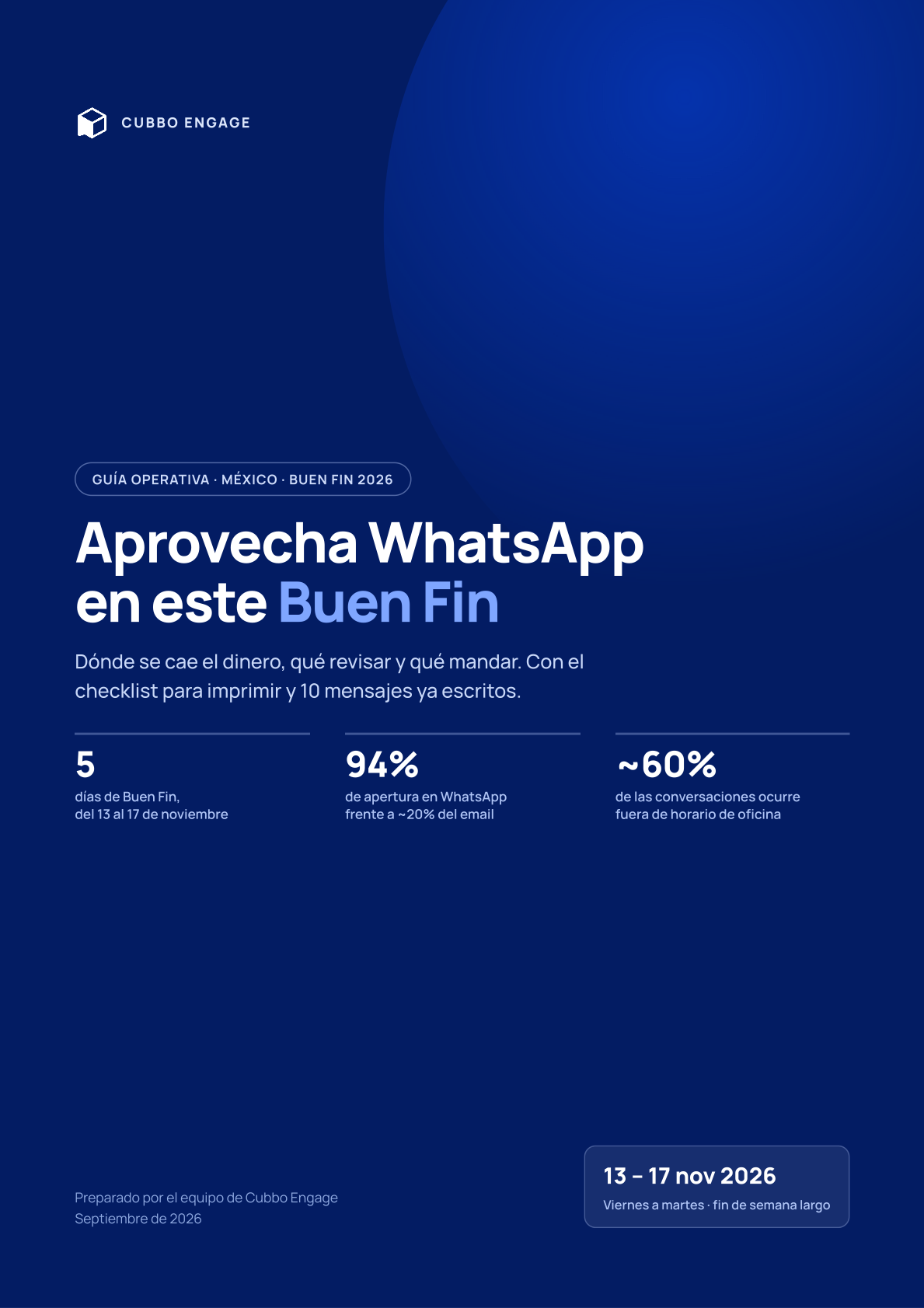 Aprovecha WhatsApp en este Buen Fin — Guía gratuita | Cubbo Engage