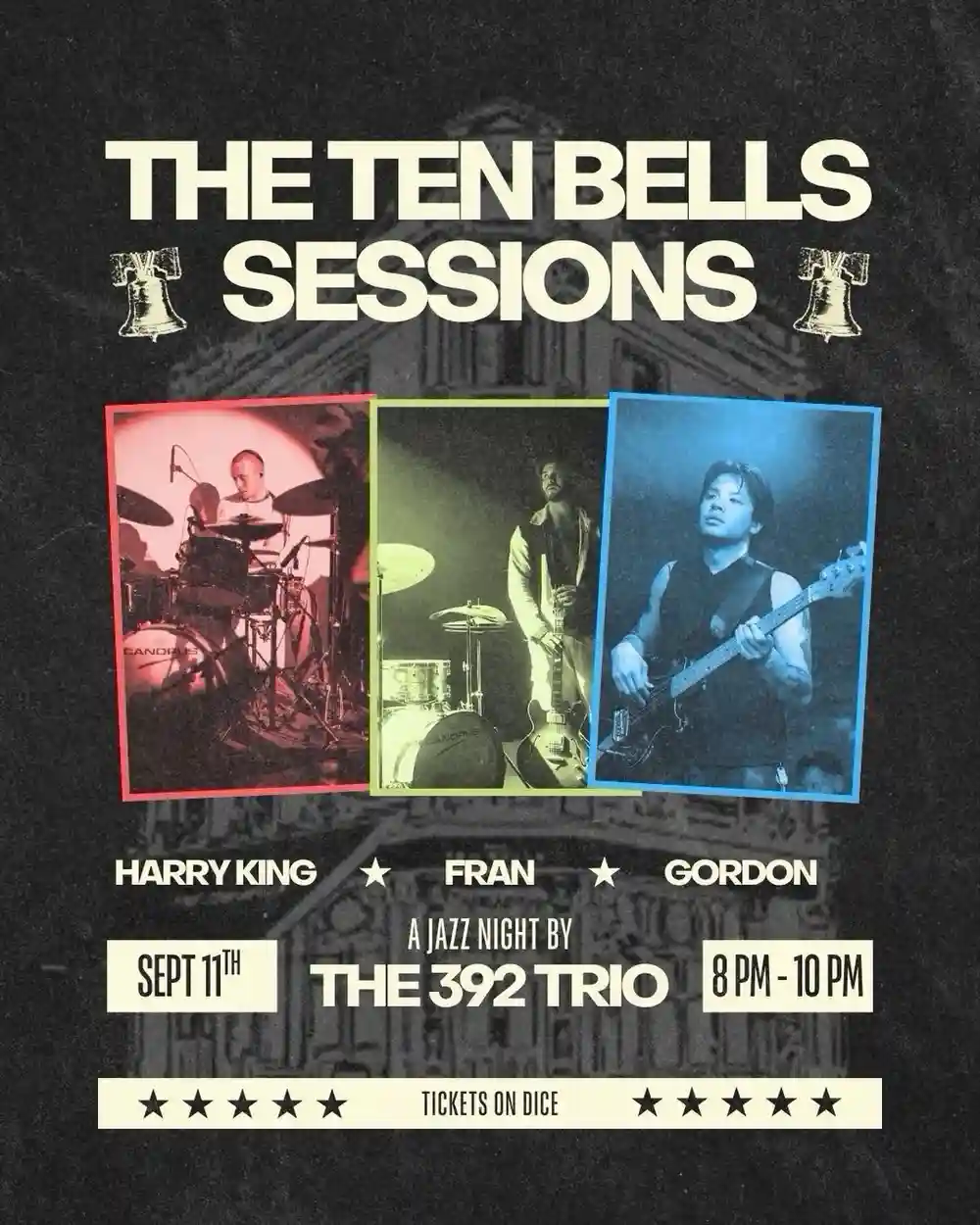 Jazz is coming to The Ten Bells!

Introducing The 392 Trio, a London-formed trio bringing live jazz to the pub for a new monthly residency. 

Featuring world-renowned drummer @mackwood.ling , alongside guitar maestros @frankformers and @don_glori_aka_gordon . 

Friday 11th September | 8-10PM
Tickets in bio

Join us for the first night of the residency, with great music, drinks and a proper Friday night at The Ten Bells!