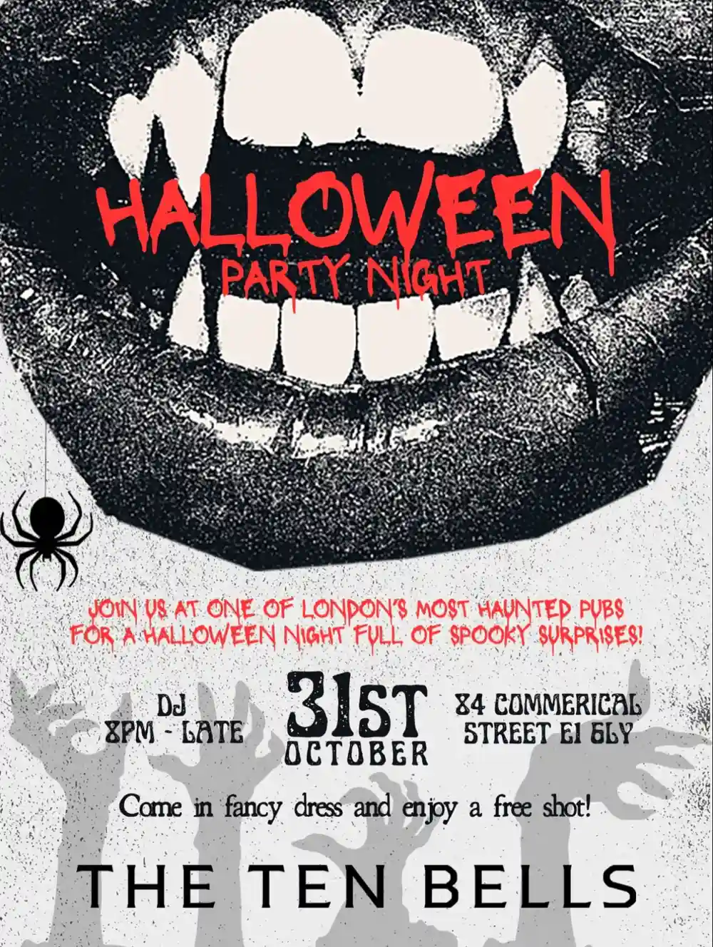 👻 Halloween at The Ten Bells… Join us on Saturday 31st October for a Halloween party night at one of London’s most haunted pubs. DJ from 8pm till late, plus a free shot if you’re dressed up!🕸️

Get your costumes ready and spend Halloween with us!