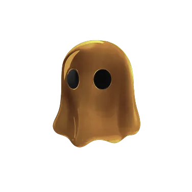 A brown plastic ghost mask with black eyes.