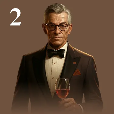 A man in a tuxedo holding a glass of wine.