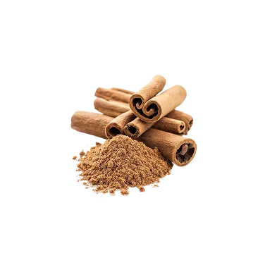 Cinnamon sticks and cinnamon powder on a black background.