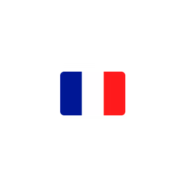 Flag of France with vertical blue, white, and red stripes.