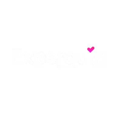 Experquiz logo with a pink heart dotting the letter 'i'.