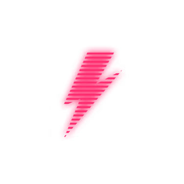 Bright pink lightning bolt icon on a black background.