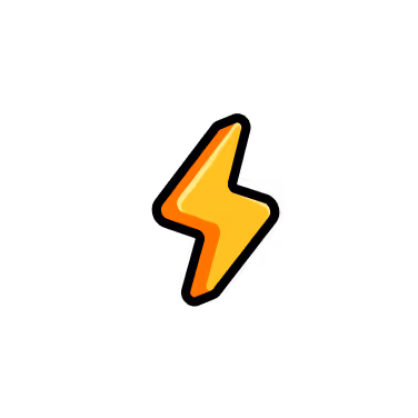 Yellow and orange lightning bolt icon on black background.