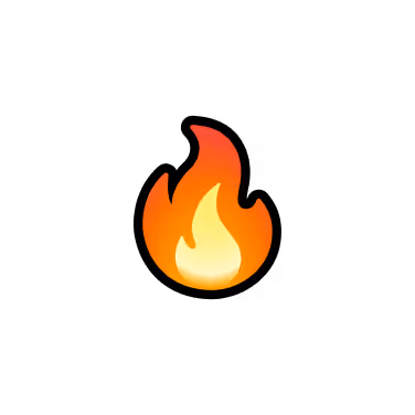 Stylized flame icon with orange and yellow colors on a black background.