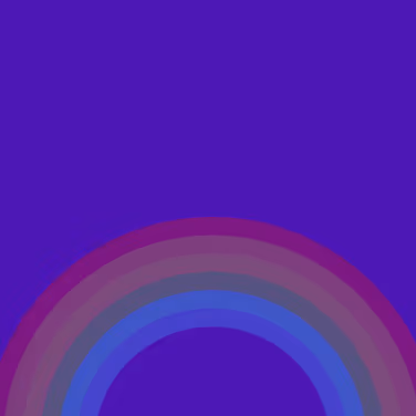 Partial view of a multicolored rainbow arc on a dark blue background.