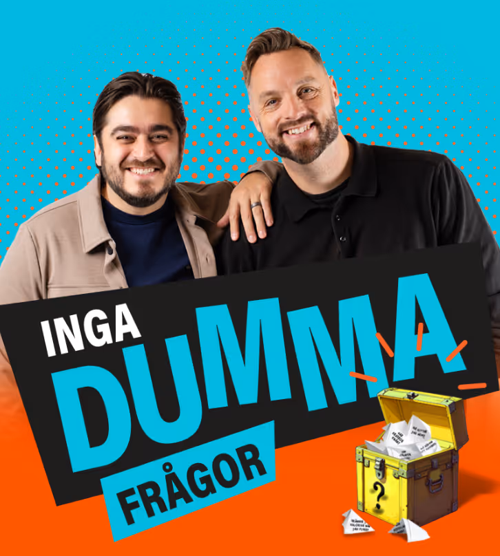 Omslagsbild på Kaminski och Robin Paulsson till föreställningen "Inga dumma frågor"