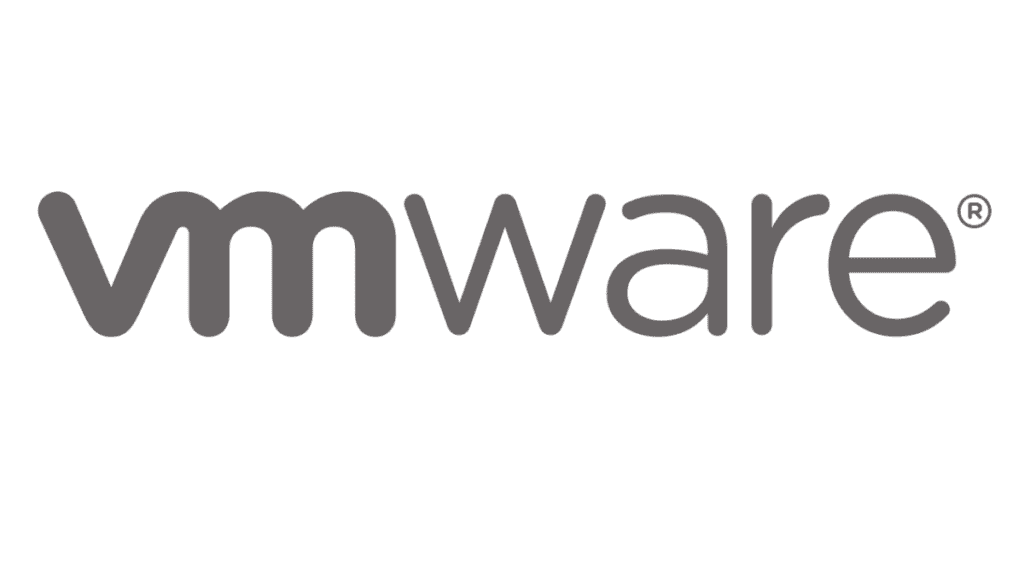 VMware text logo in gray on white background.