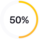 Circular progress bar filled halfway indicating 50 percent completion.