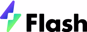 Flash company logo with stylized blue and green lightning bolt icon.