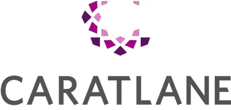 CaratLane brand logo with stylized purple geometric shapes forming a 'C' above the brand name in gray letters.