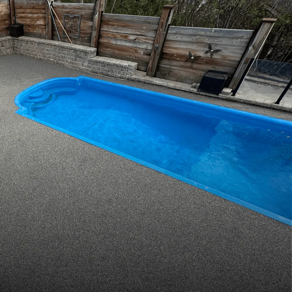 Rubber rock pool deck