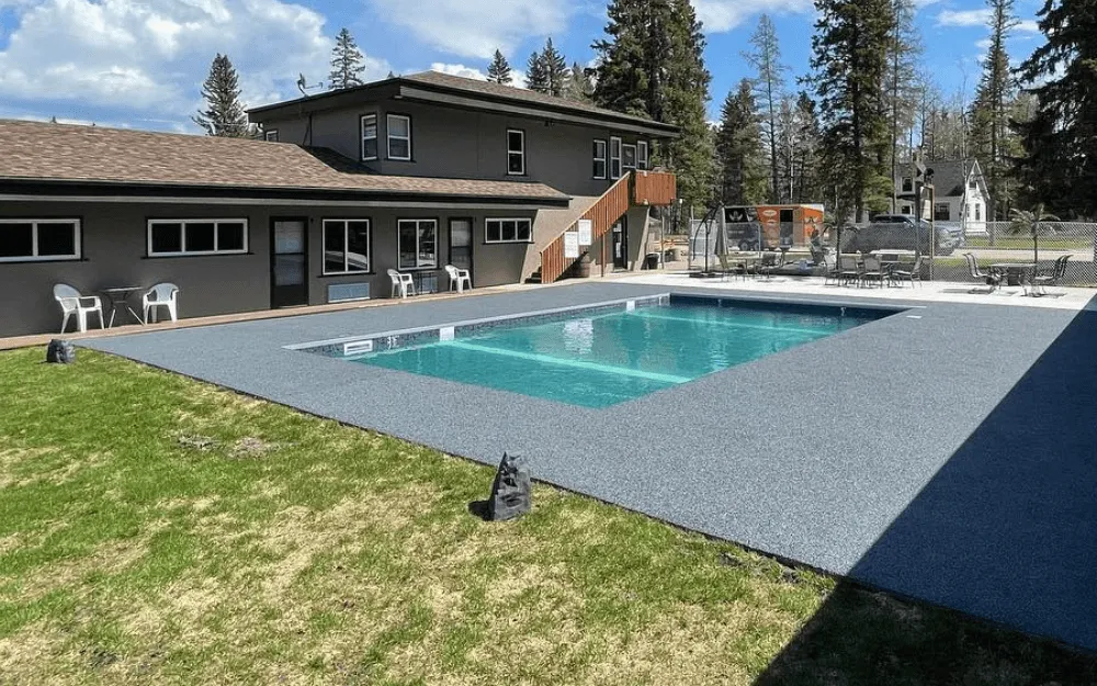 Rubber stone around pool