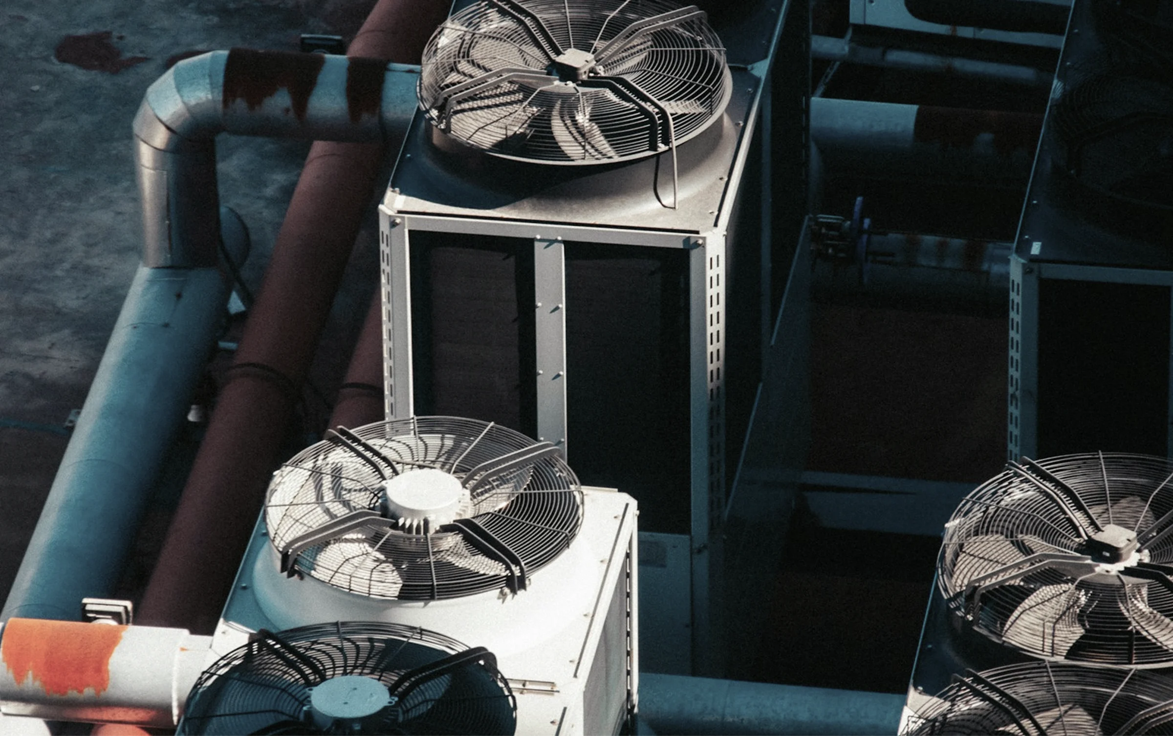 Air conditioning condenser units on a rooftop