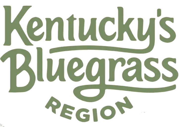 Logo text reading Kentucky's Bluegrass Region in green letters with stylized underlines.