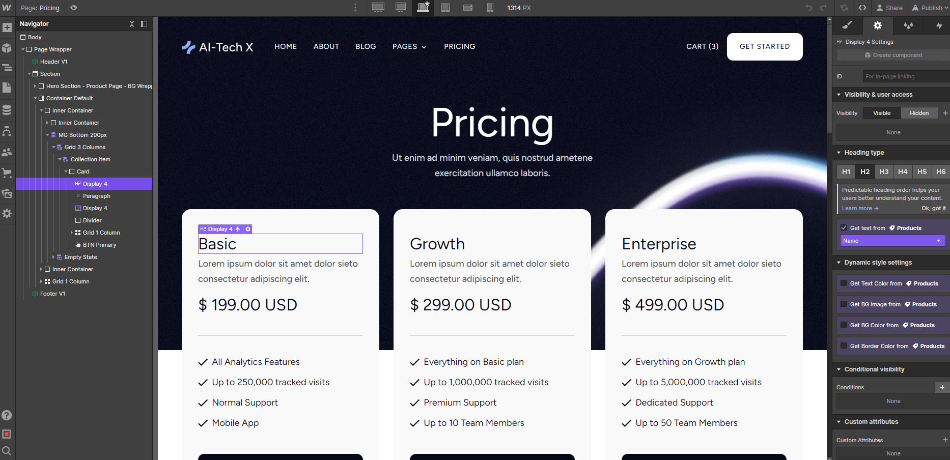 Ecommerce Content - AI-Tech X Webflow Template