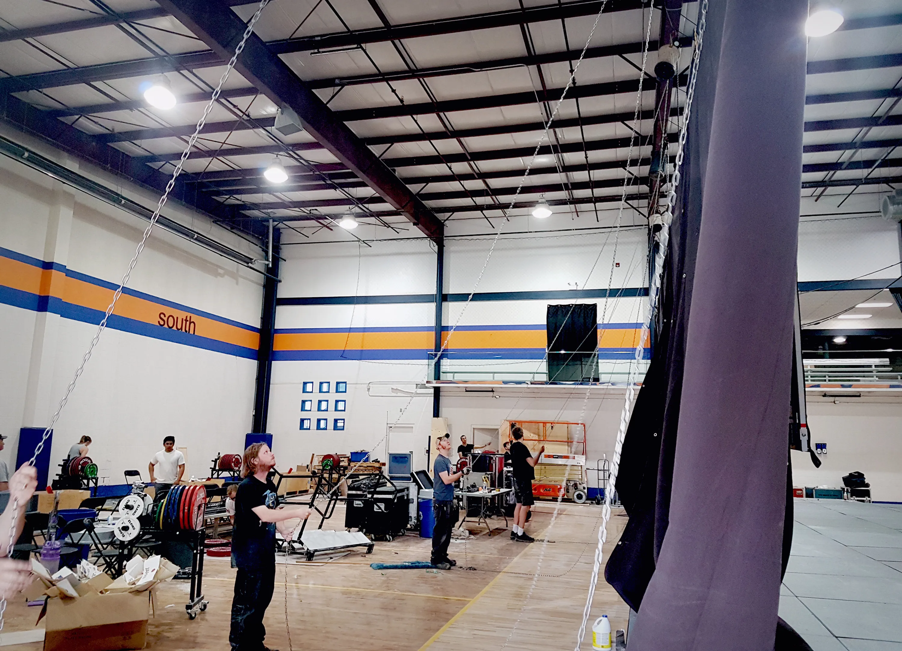 setting up curtains for the live event