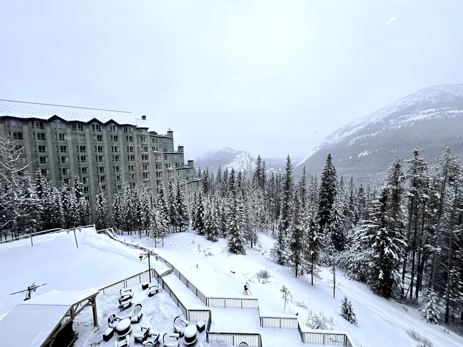 snowy hotel view from the event