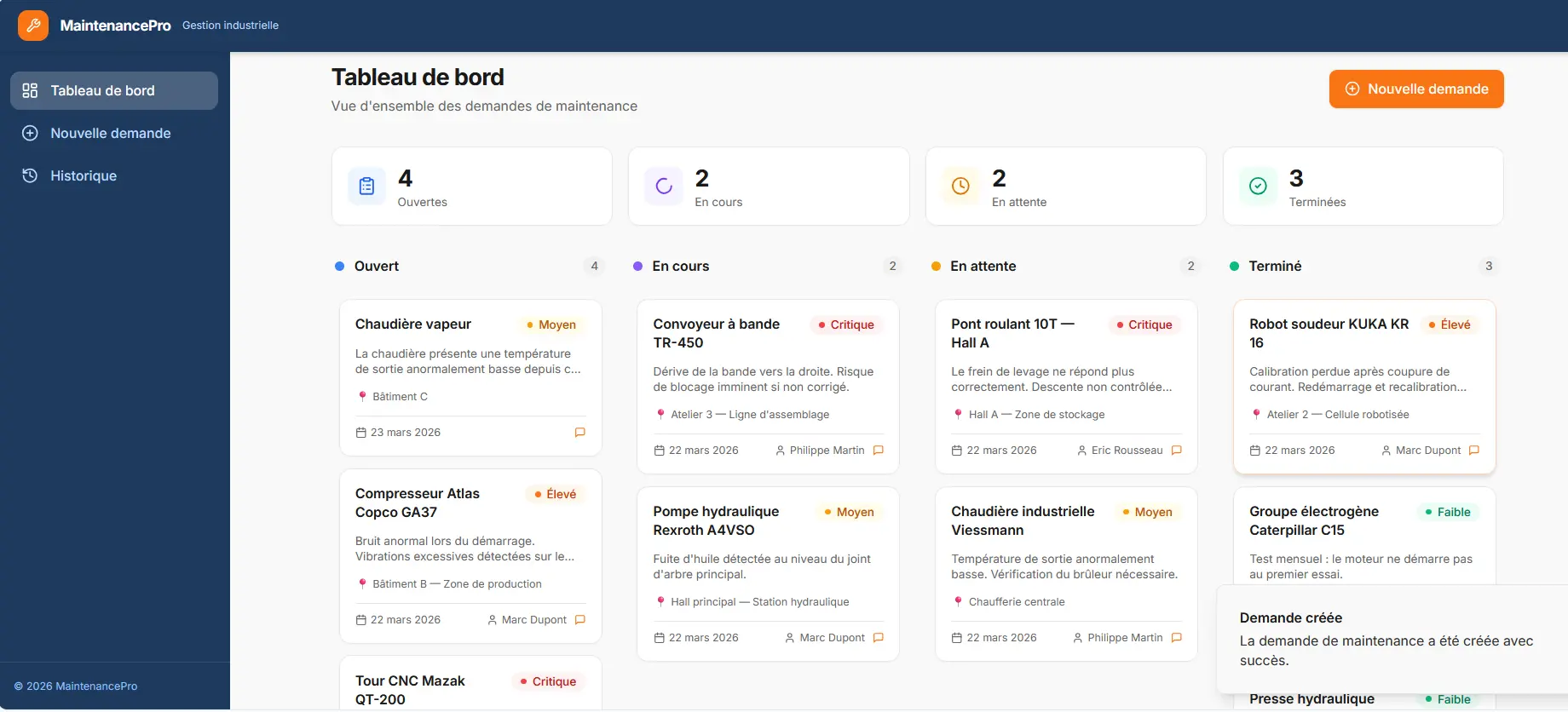 Tableau de bord métier power apps