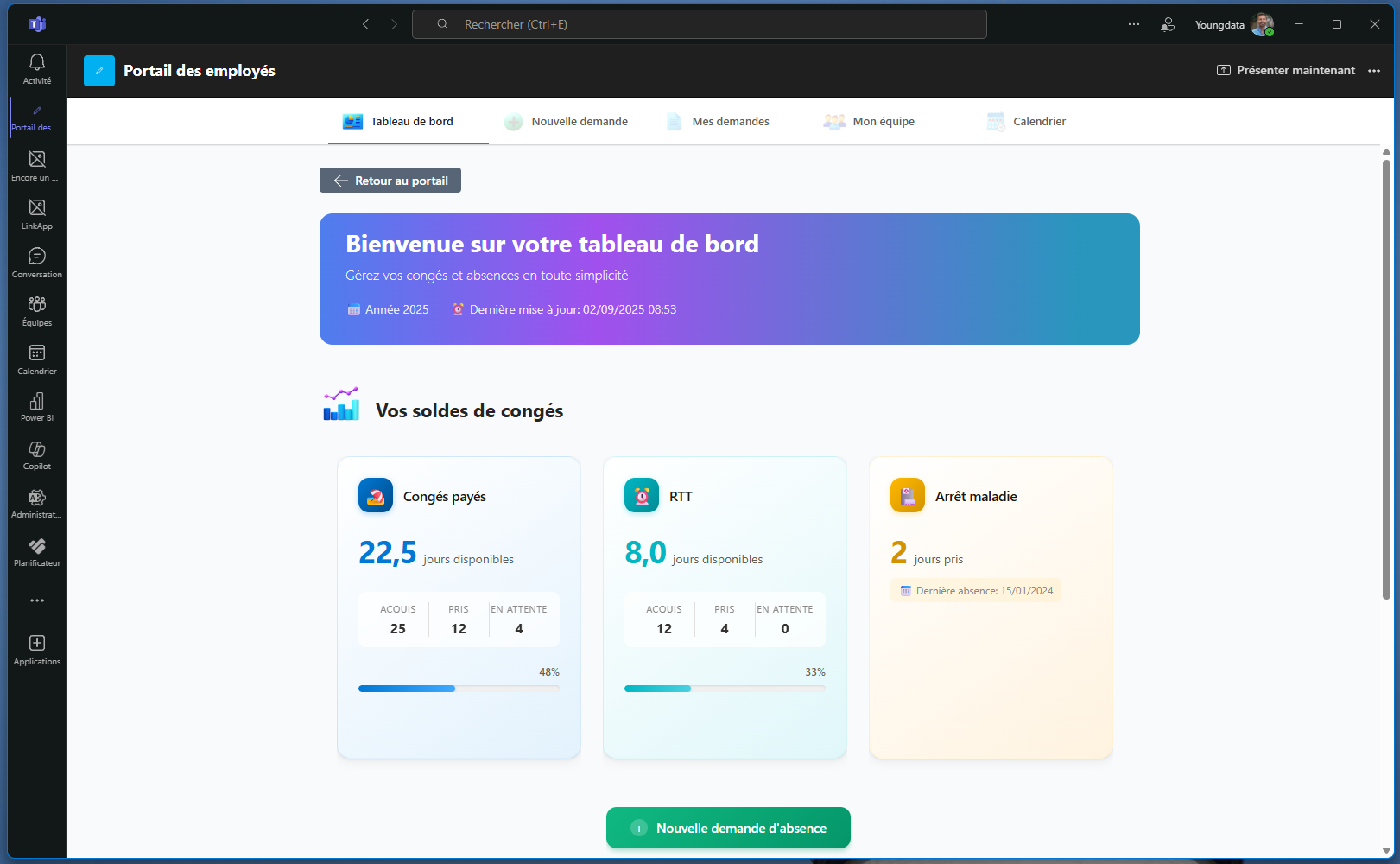Application RH : tableau de bord de l’équipe RH
