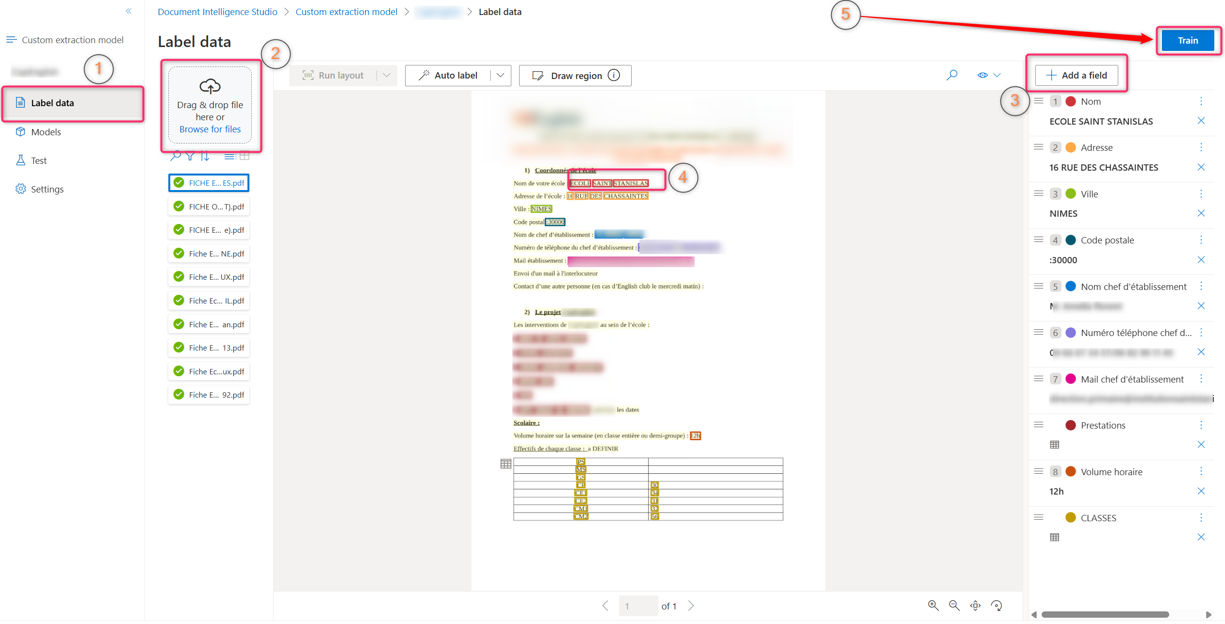 Étiquetage des champs sur les documents d'entraînement dans Document Intelligence Studio