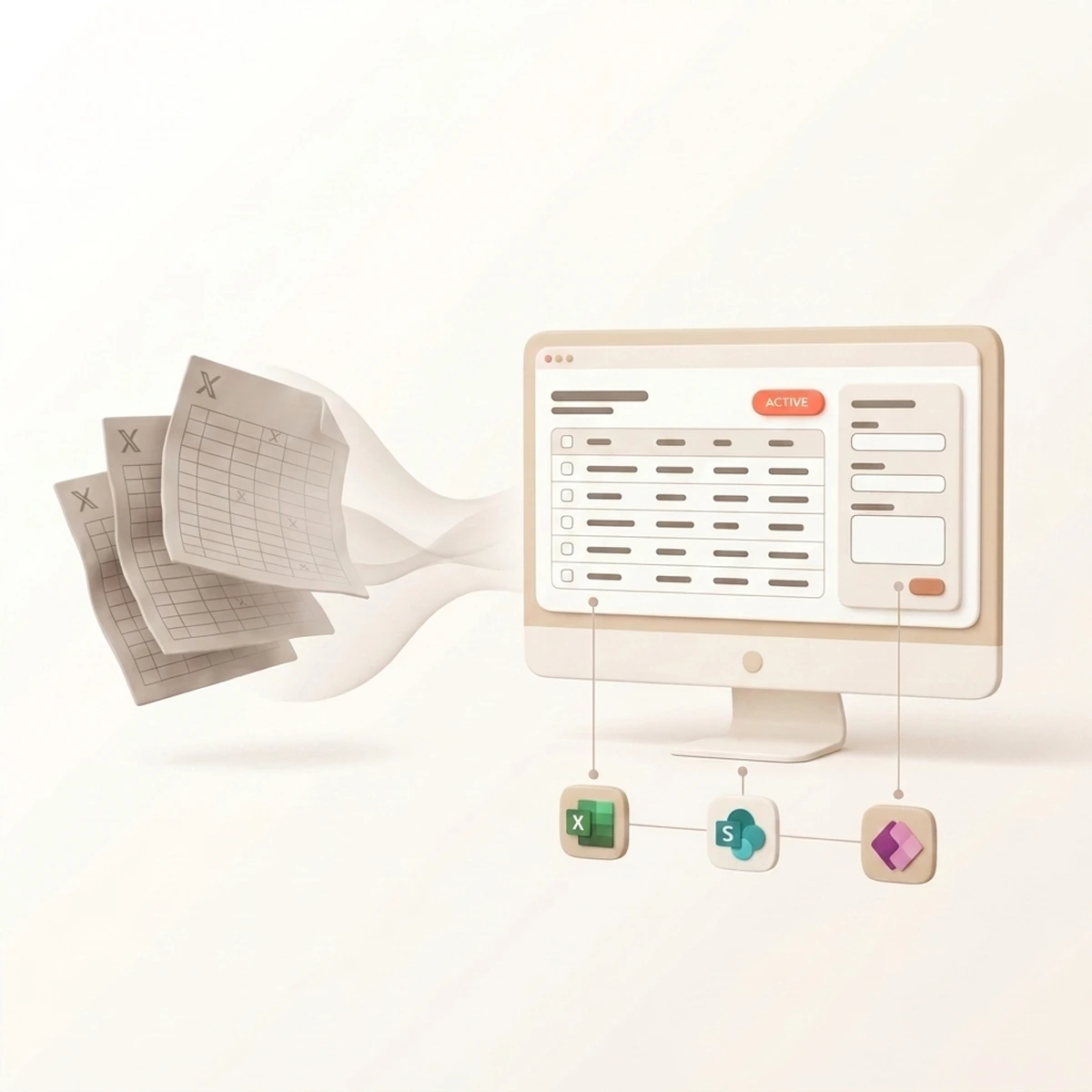 Des feuilles Excel se transforment en une application de gestion, connectée à Excel, SharePoint et Power Apps