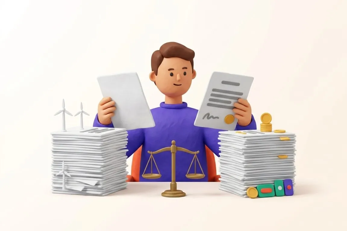 Illustration 3D : contrôleur de gestion réconciliant données techniques et financières