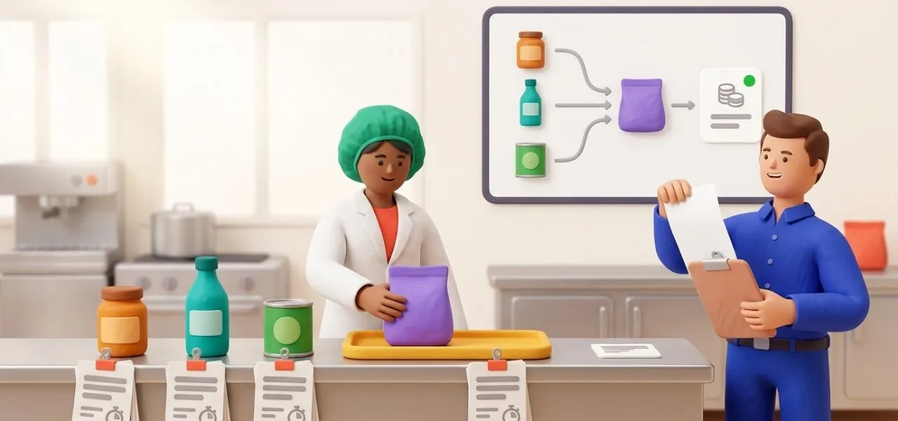 Le chiffrage d'un nouveau produit se construit à partir de trois recettes proches réellement produites