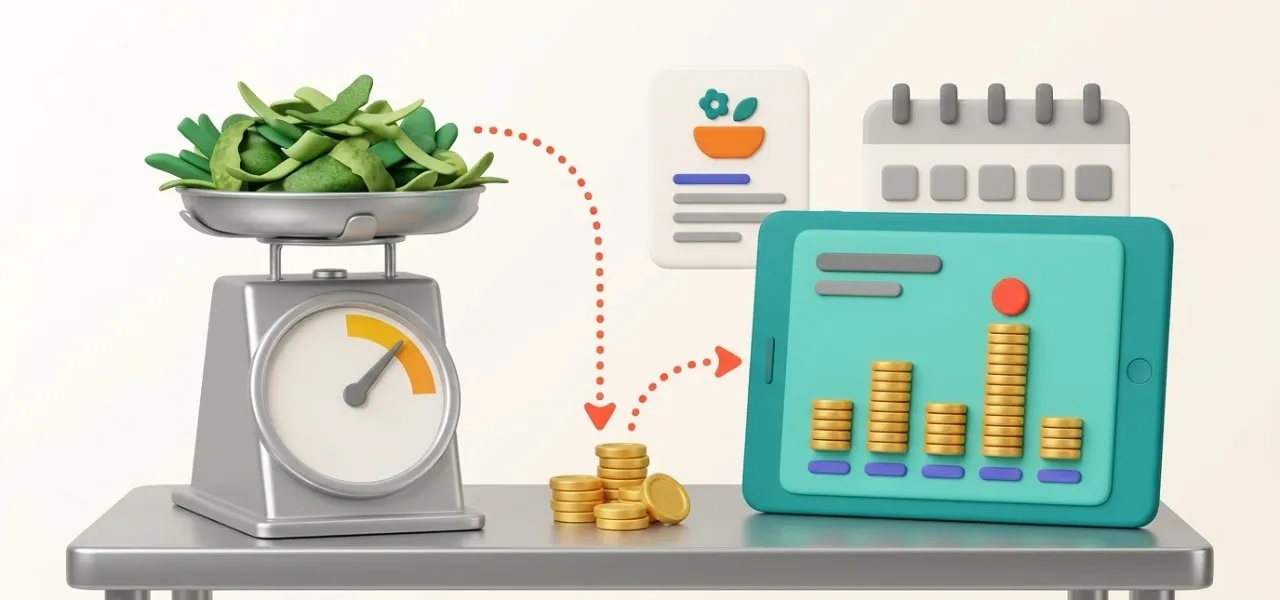 Les parures pesées sur la balance se convertissent en euros, la freinte devient un montant par ligne
