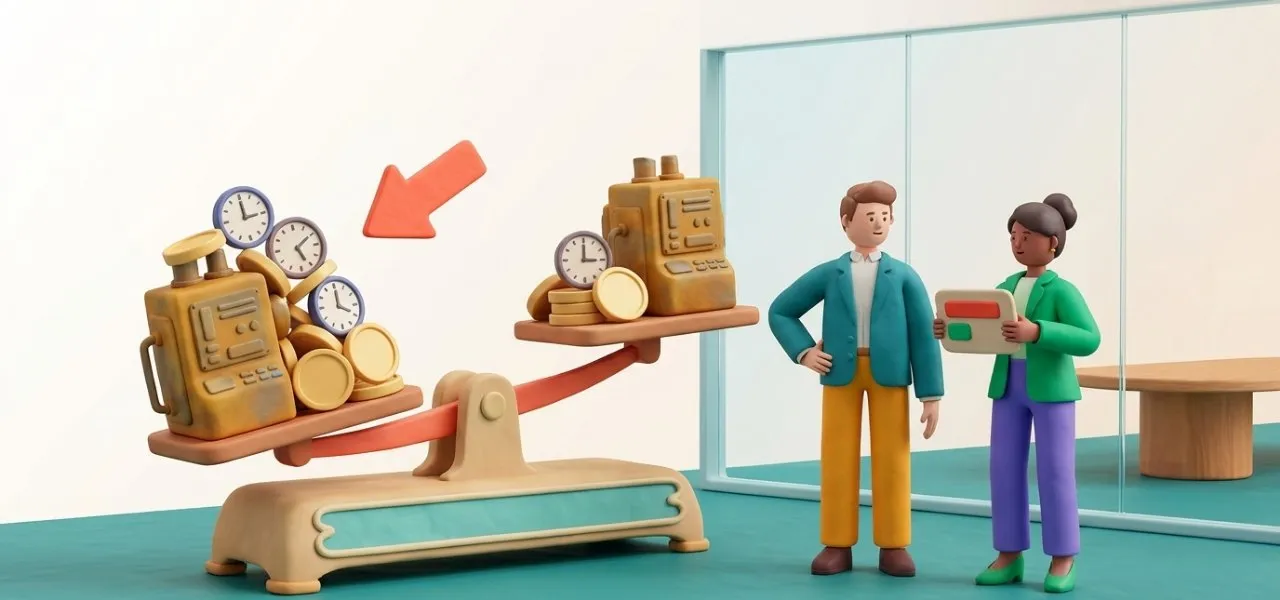 Deux machines vieillissantes sur une balance, celle qui pèse le plus en heures perdues et en euros passe en priorité