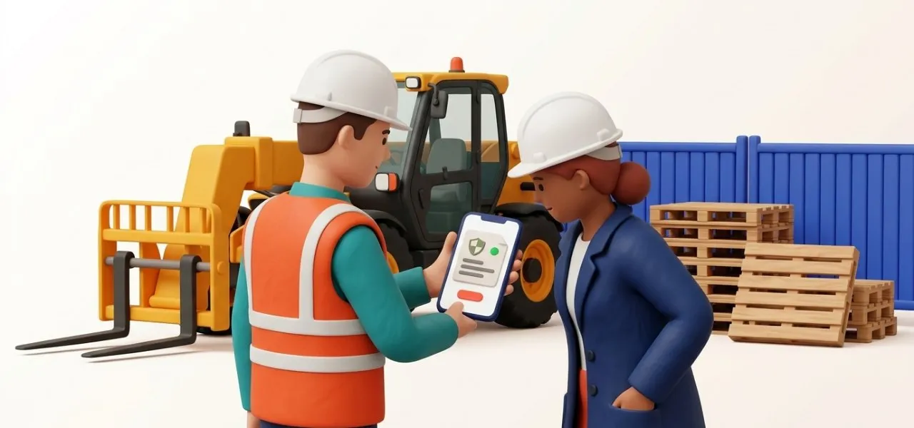 Le conducteur de travaux présente le rapport de VGP de l'engin depuis son téléphone, sans appeler le dépôt