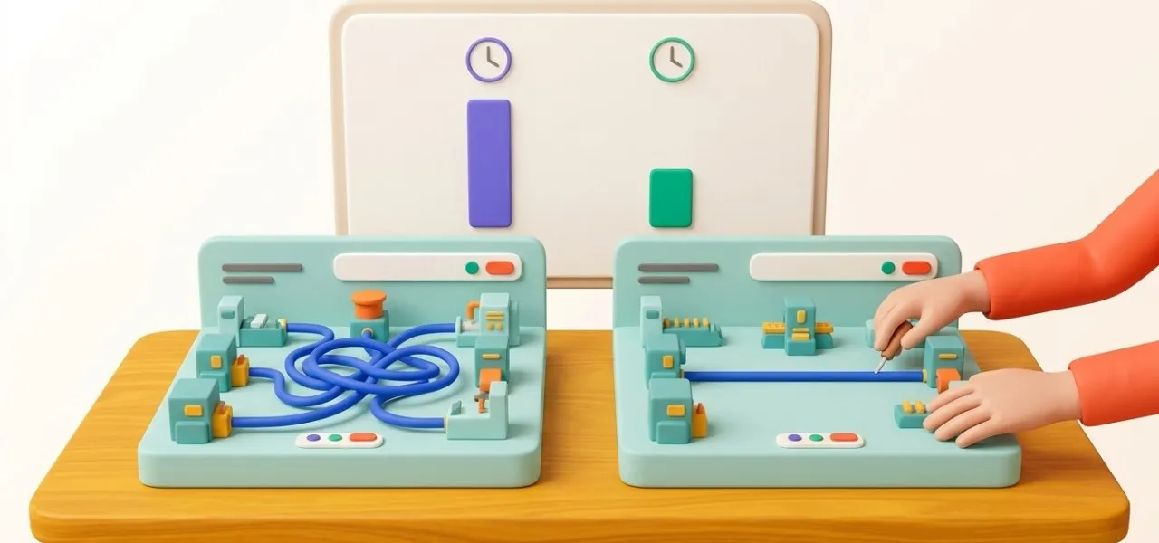 Deux implantations comparées sur les distances et les attentes mesurées, le gain se lit sur le même tableau de bord