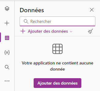 Volet Données : bouton « Ajouter des données »