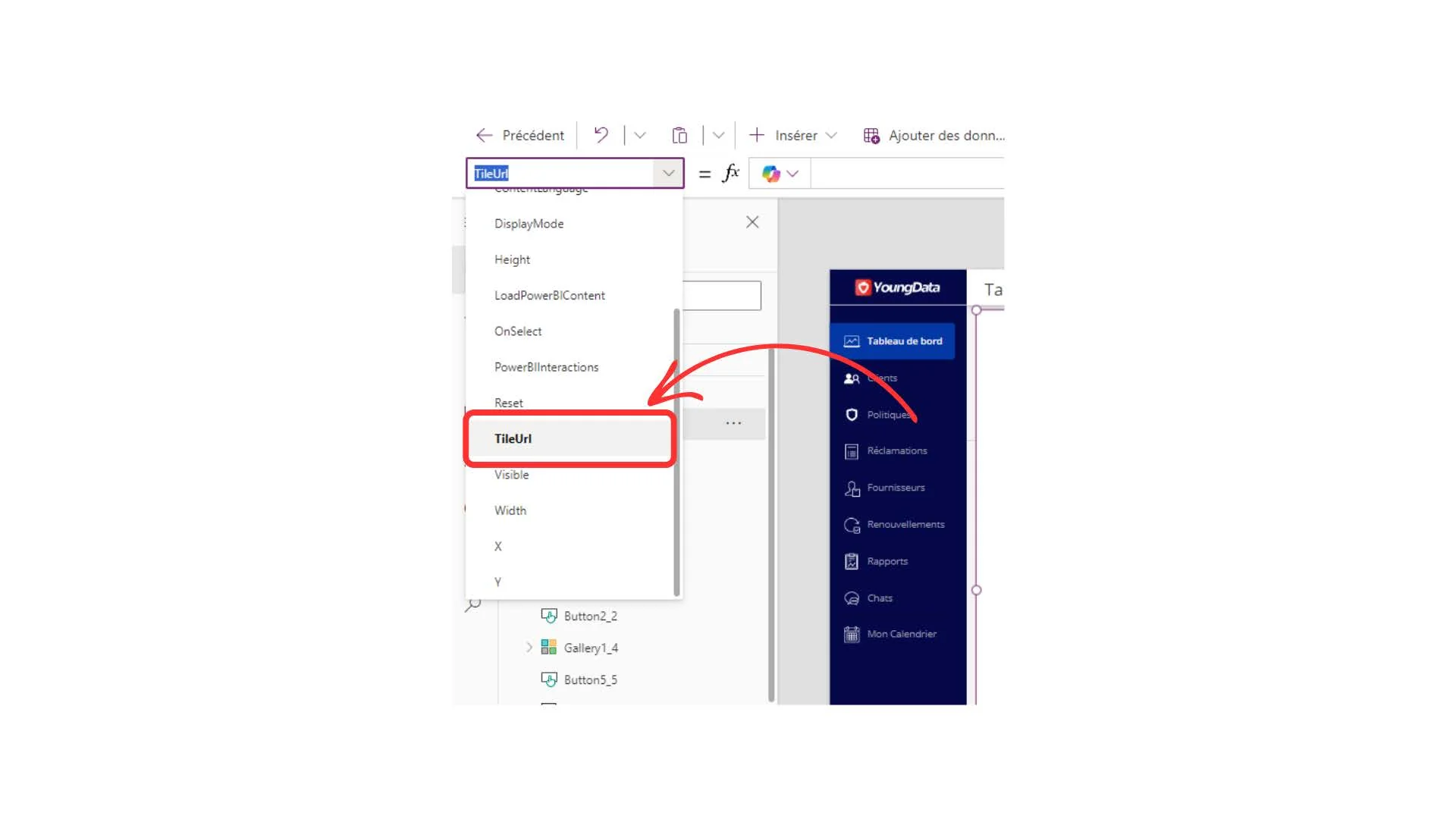 Propriété TileUrl de la vignette Power BI dans Power Apps