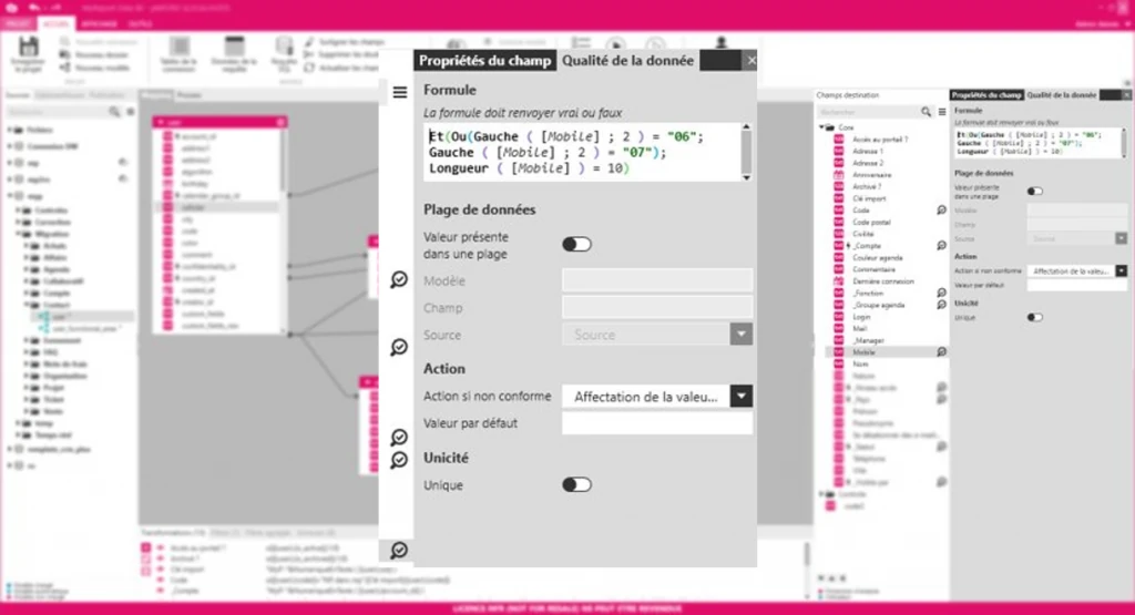 ETL intégré de MyReport : propriétés et formule d'un champ calculé