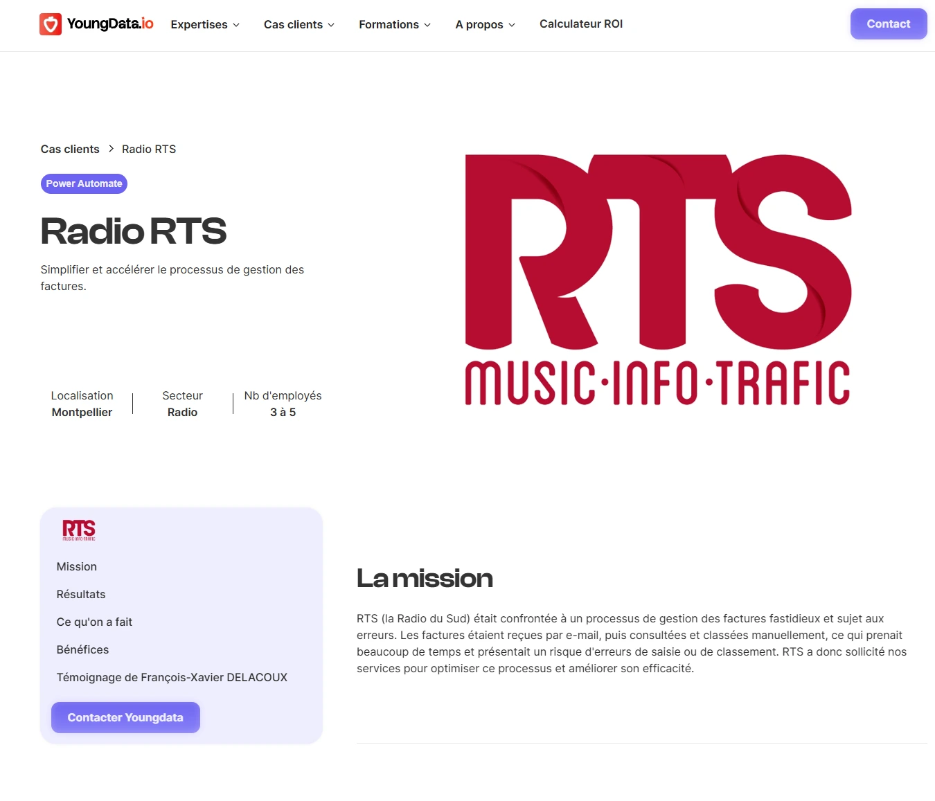 Page du cas client Radio RTS : la dématérialisation de la gestion des factures