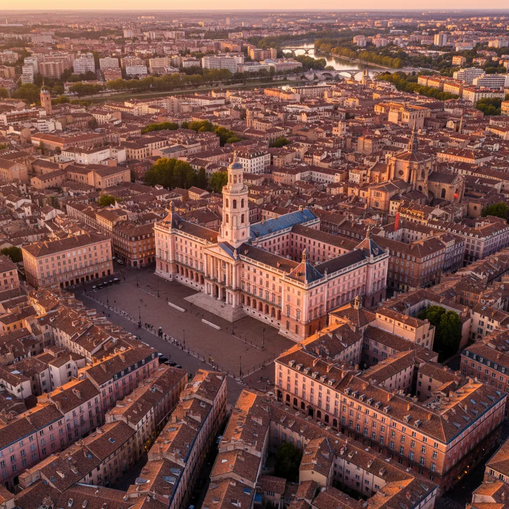Toulouse, la place du Capitole et les toits de brique rose