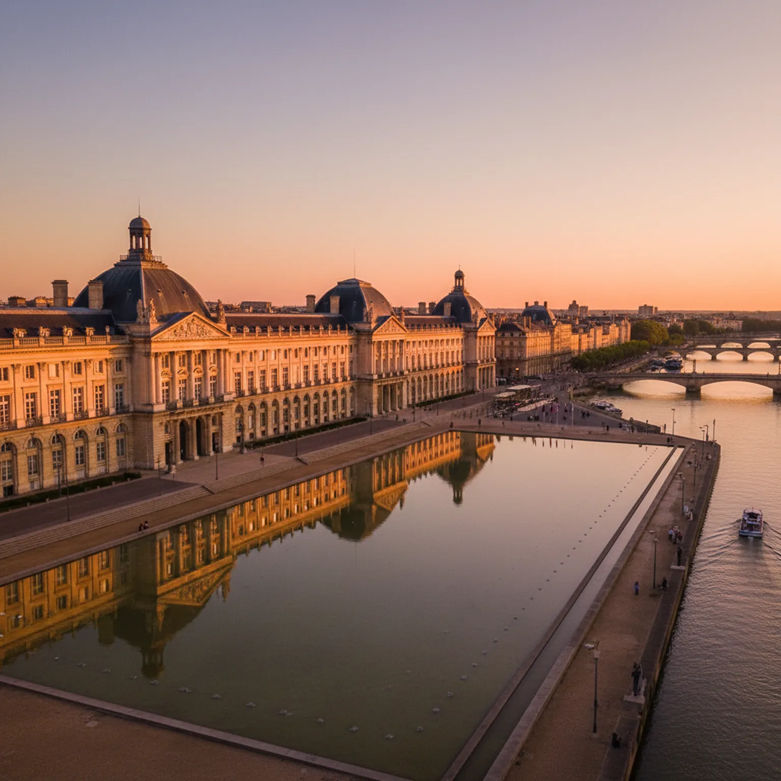 Bordeaux, la place de la Bourse et le miroir d'eau