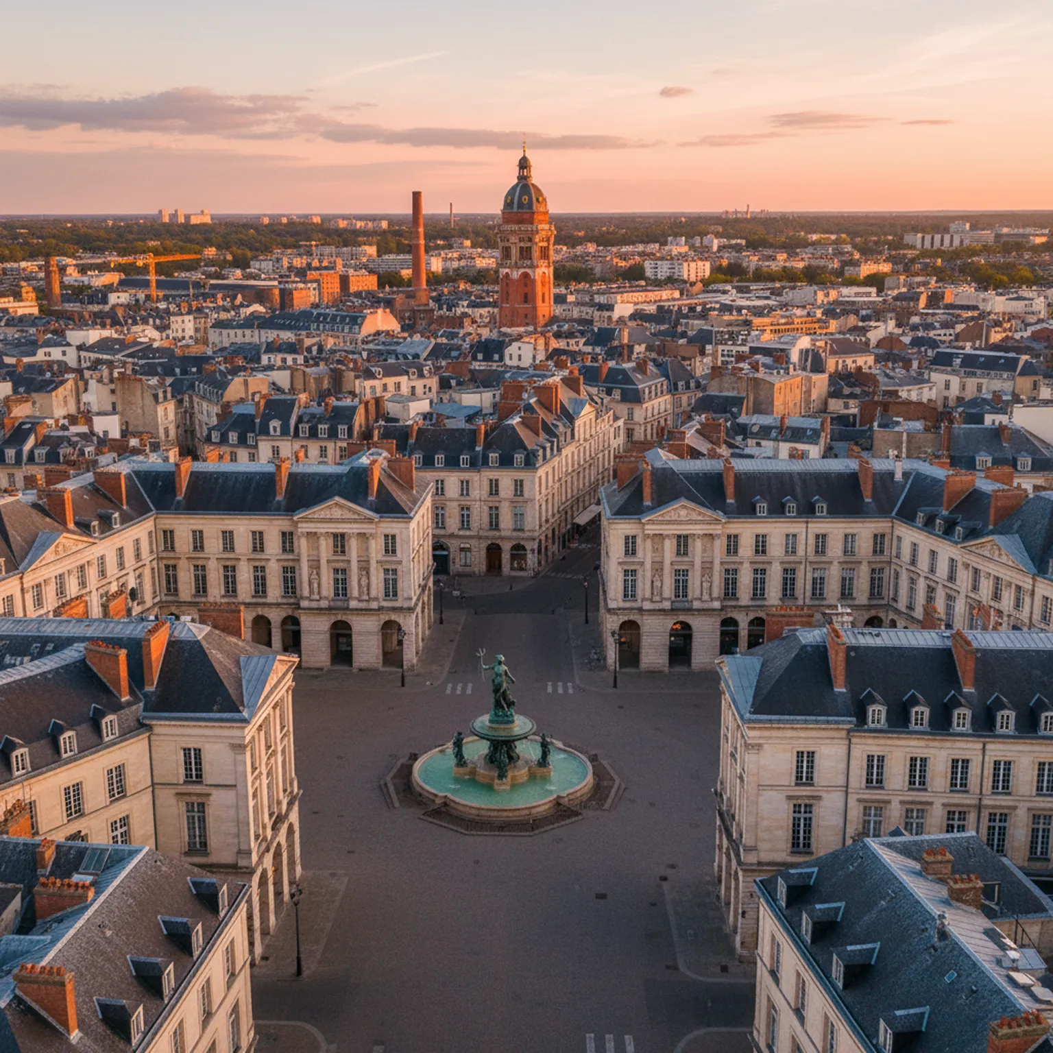 Nantes, la place Royale et la tour LU