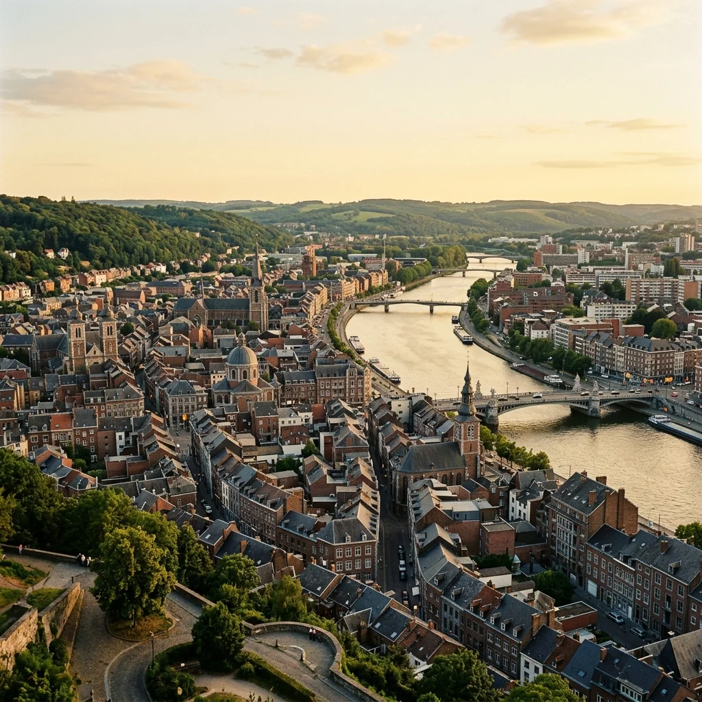 Liège, les toits de la ville et la Meuse vus des coteaux de la Citadelle