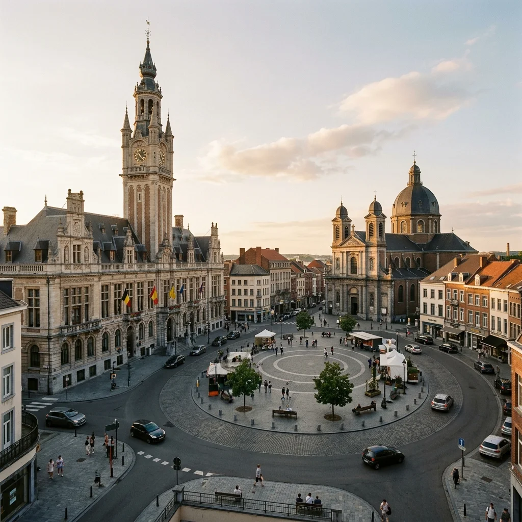 Charleroi, l'hôtel de ville et son beffroi, place Charles II