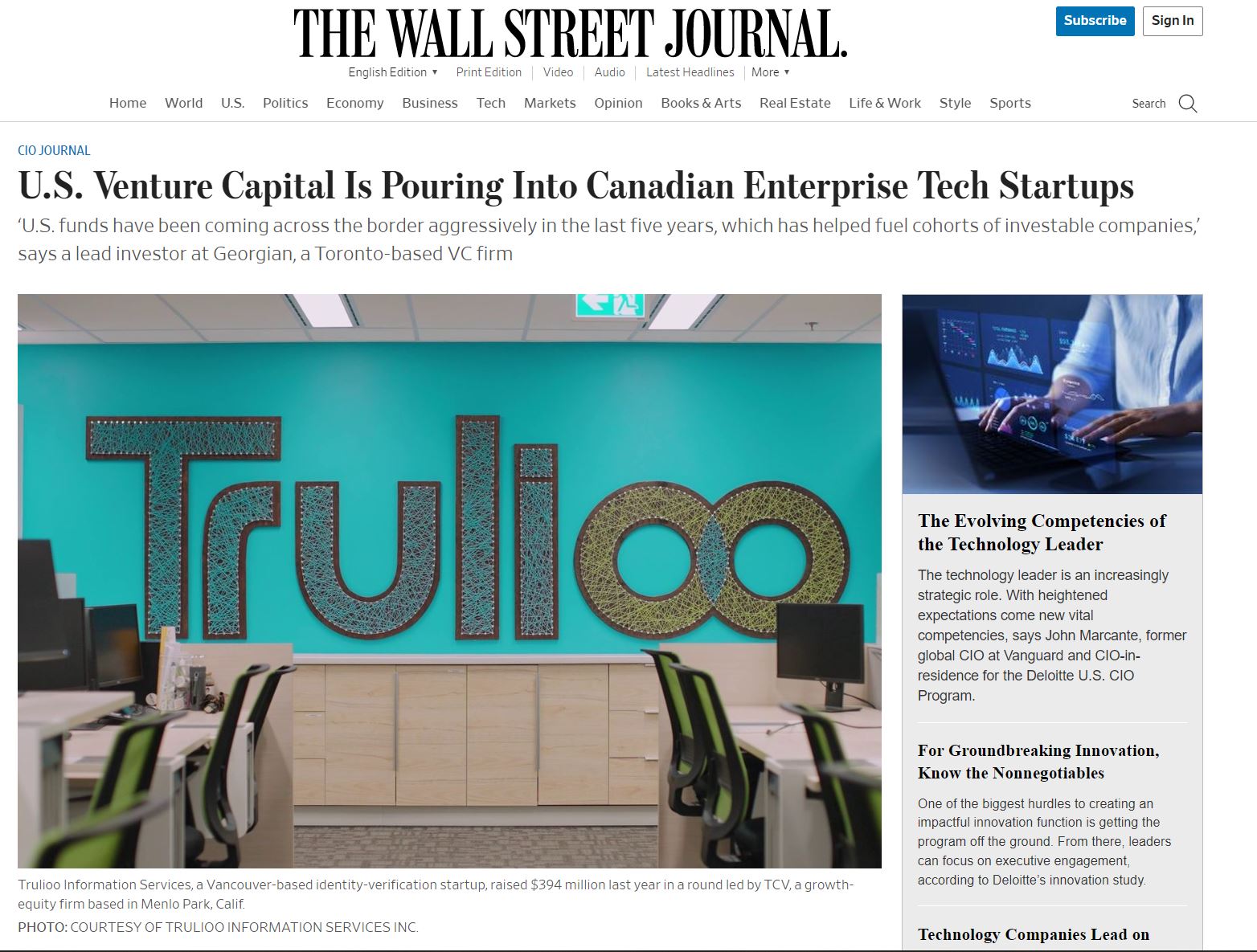 Wall Street Journal — U.S. Venture Capital