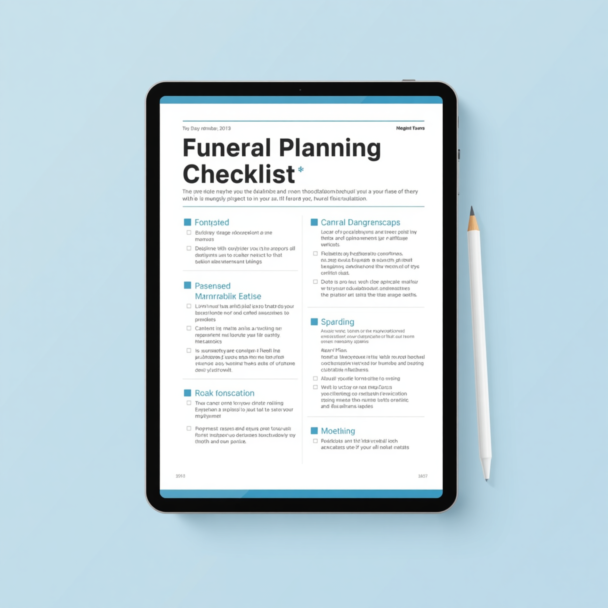 Funeral planning checklist illustration