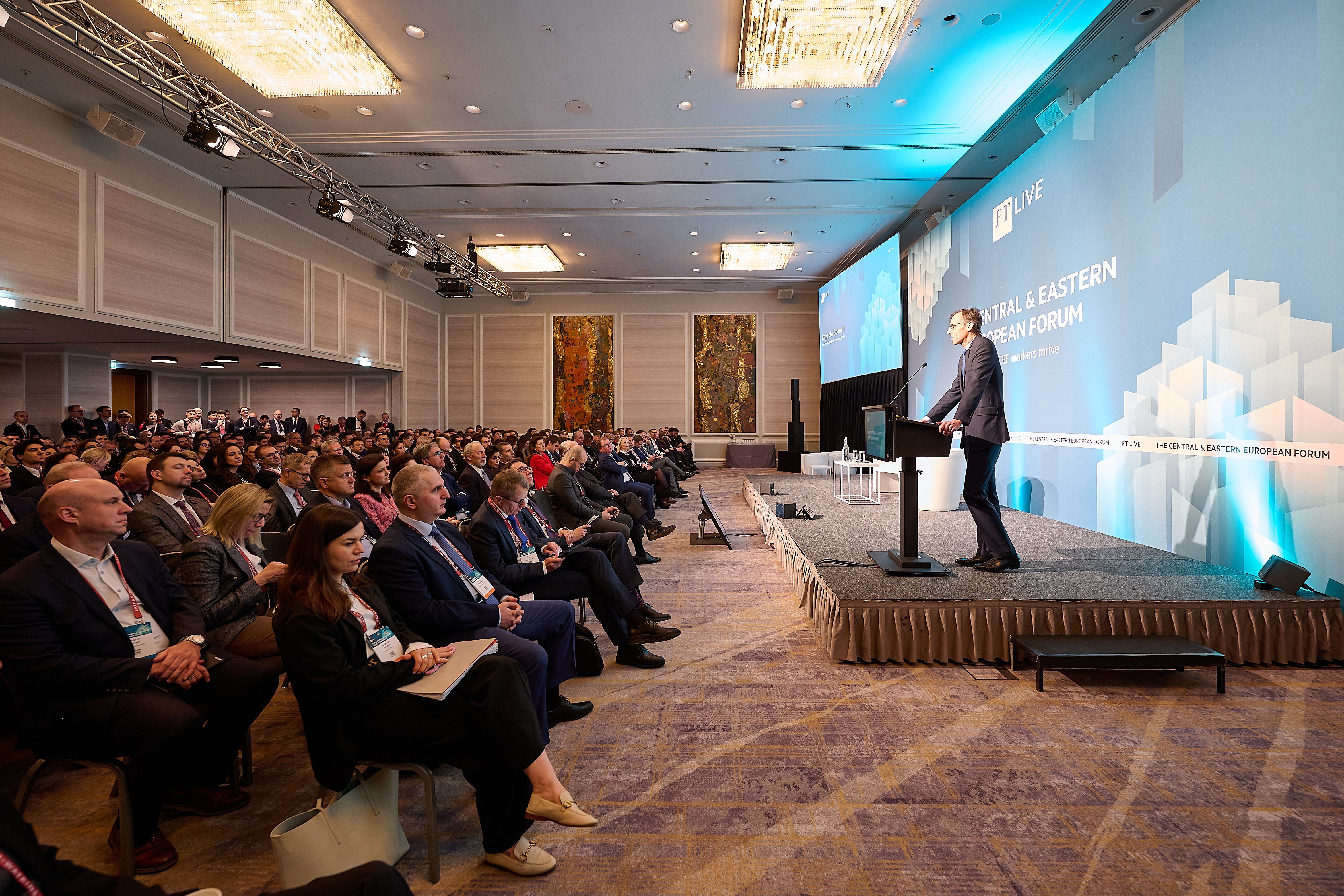 Delegates fill the ballroom for The CEE Forum's opening keynote in Vienna